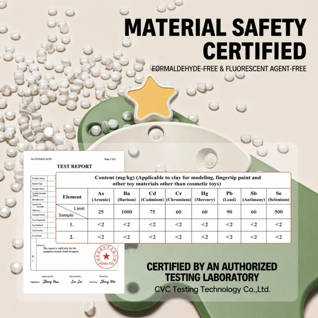 CE certified space-saving toddler corner unit showing material safety test report from an authorized laboratory, formaldehyde-free and non-toxic.