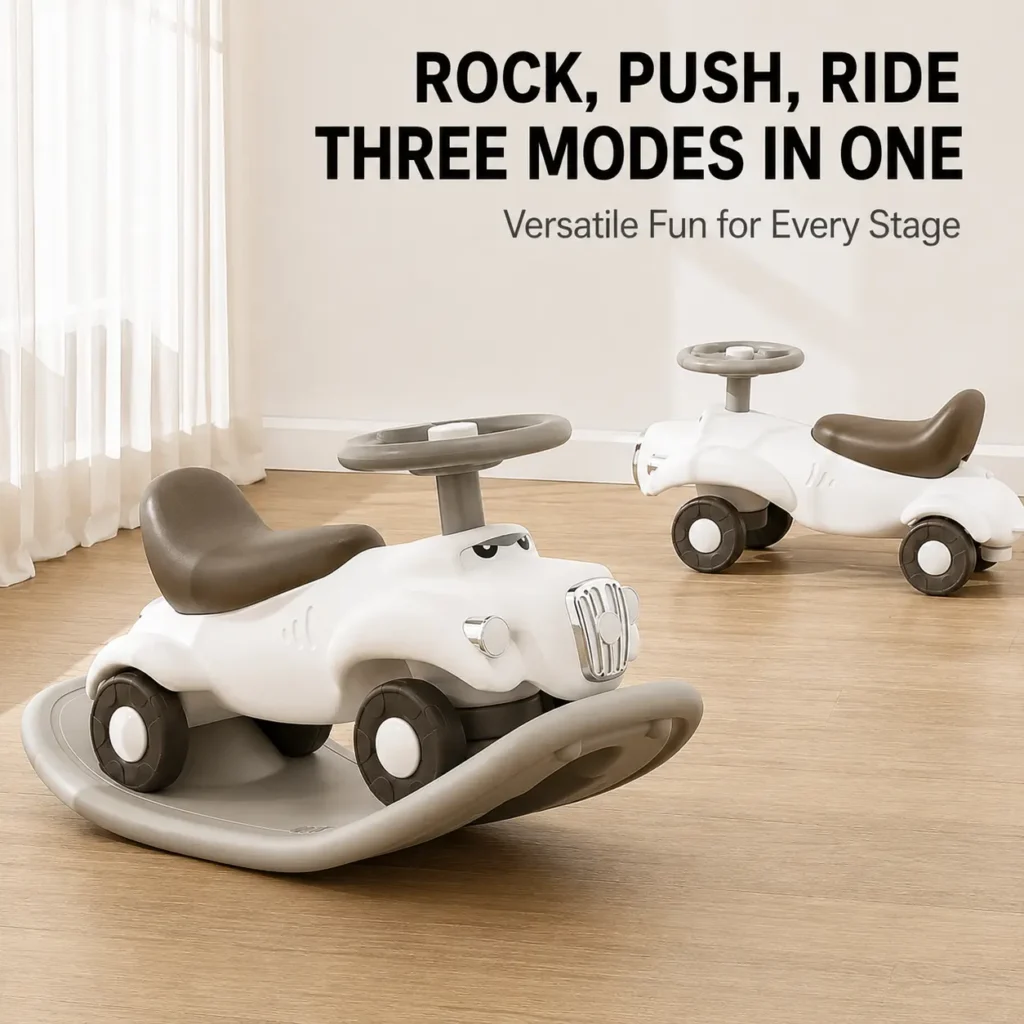 Minimalist kids vintage car series toy cart compliant with CPC Certificate requirements featuring an integrated multi-functional toddler mobile framework.