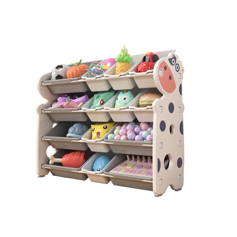 Minimalist kids cow series toy organizer compliant with CPC Certificate requirements featuring removable open bins for nursery spaces.