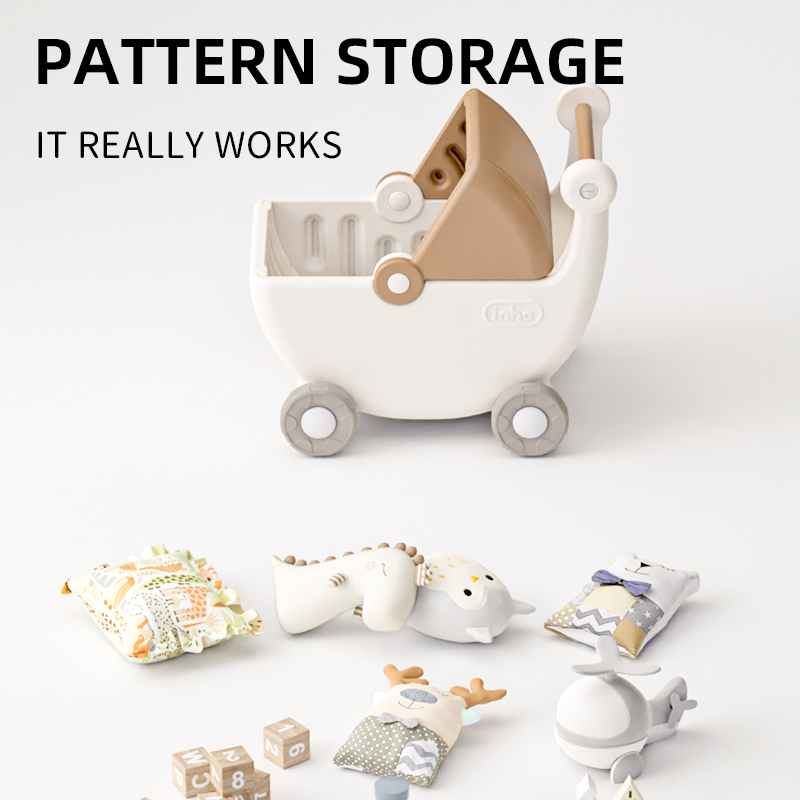 Minimalist kids cradle series toy cart compliant with CPC Certificate requirements featuring an open storage layout for nursery playroom.