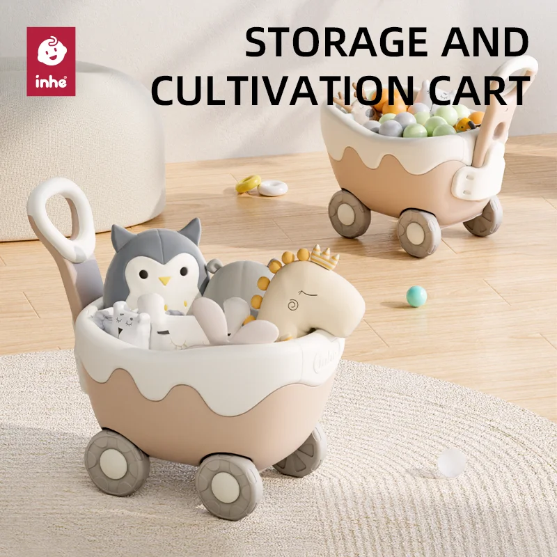 Daycare playroom storage equipment certified by 3C Certificate guidelines showing a multi-functional toddler mobile cart.