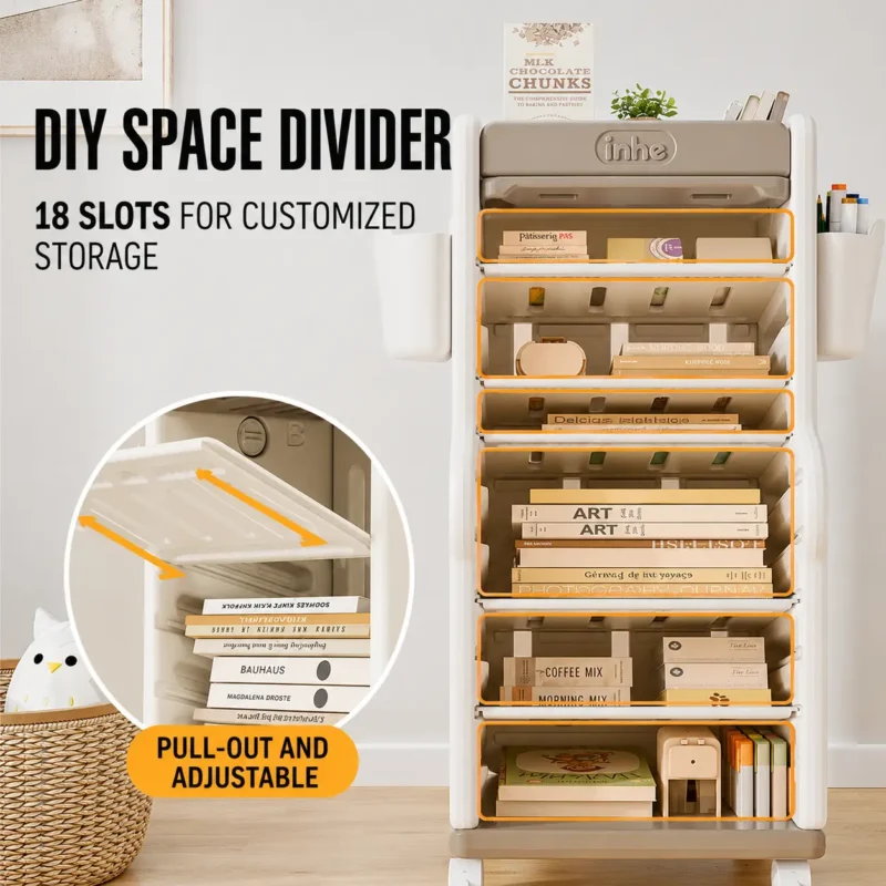 Heavy duty toddler nursery organizer rack from China factory showcasing an upgraded open modular storage chest layout.