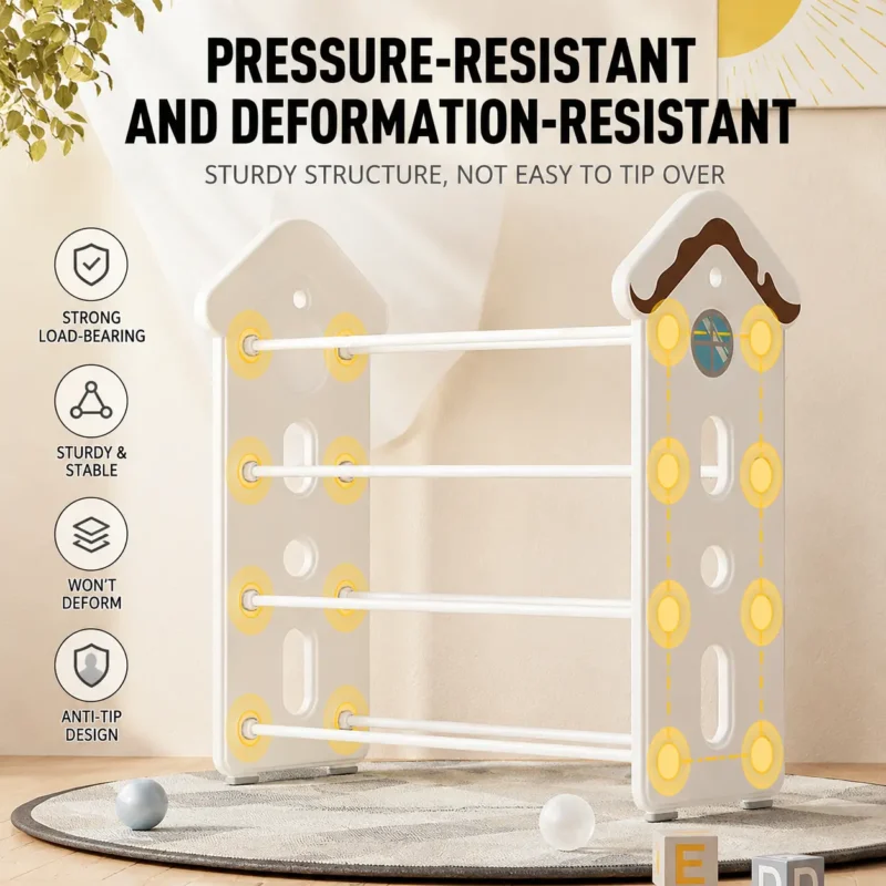 Heavy duty preschool storage shelves showcasing a secure anti-tip design and sturdy structure for maximum heavy load capacity.