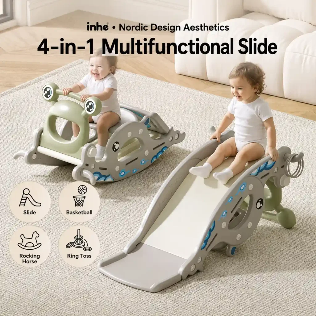 Eco-friendly modular kids frog series ride-on toy verified by EN71 Test Report requirements featuring removable open playground units.