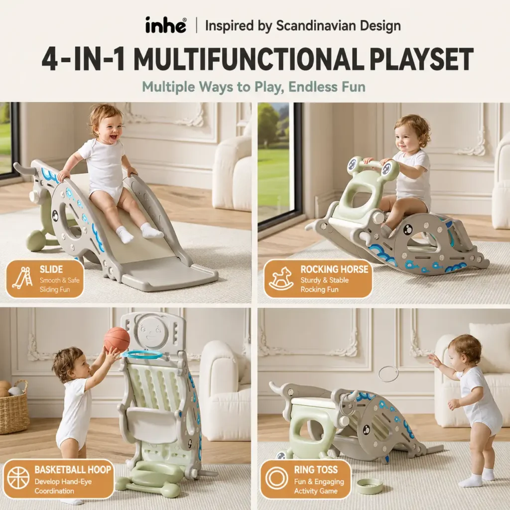 Premium preschool children activity climber certified by CE Certificate guidelines displaying an integrated 4-in-1 multi-functional modular framework.