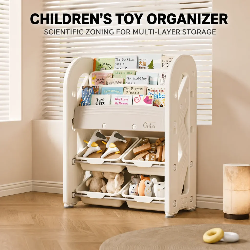 Minimalist kids galaxy series toy organizer compliant with CPC Certificate requirements for daycare centers and preschool classrooms.