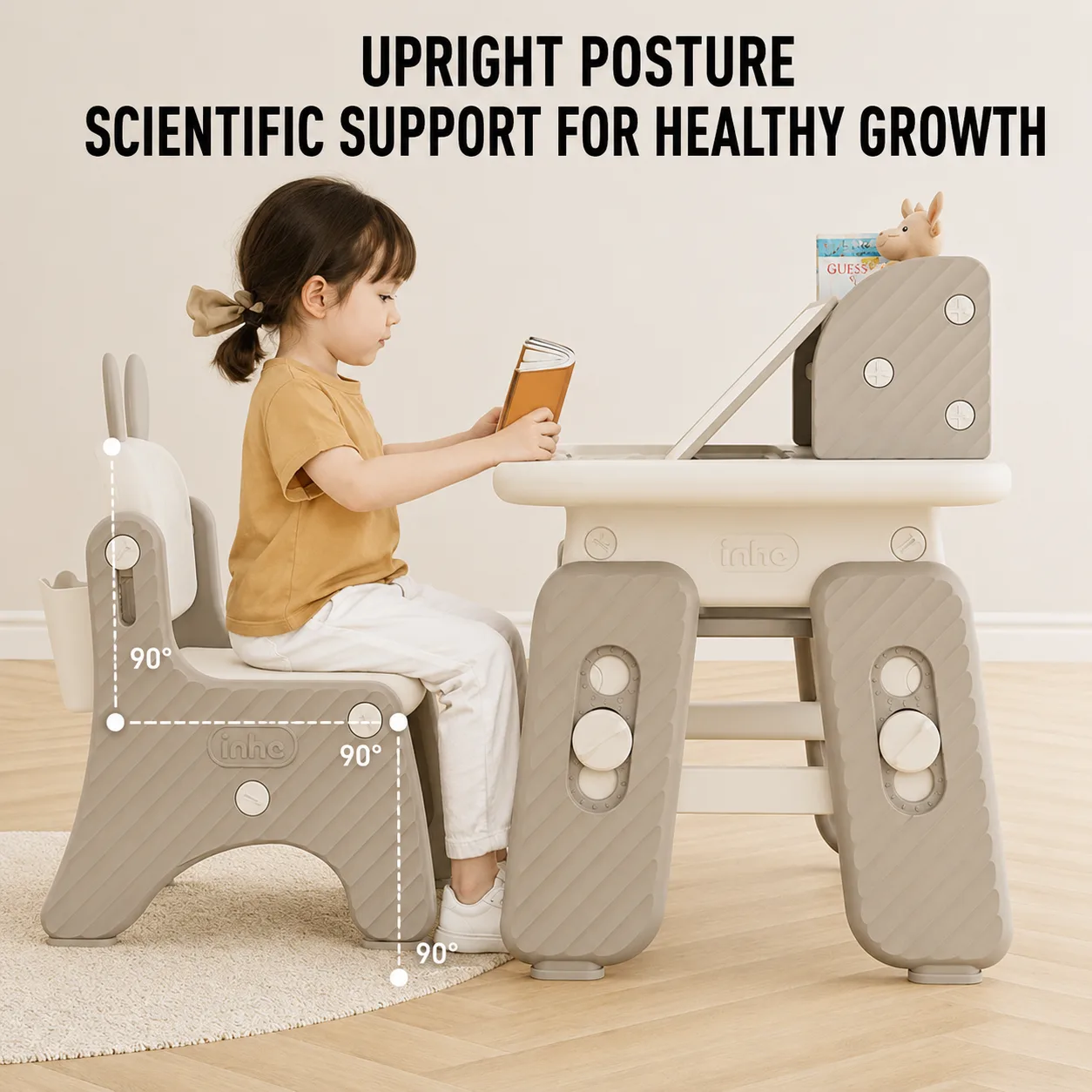 Ergonomic plastic children activity table verified by ISO9001 factory quality standards to ensure a healthy spinal support posture.
