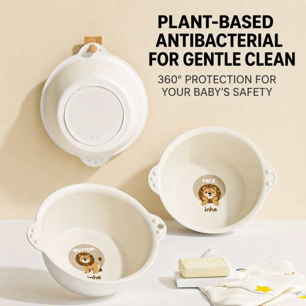 Plant-based antibacterial kids cartoon washbasins for gentle clean and baby safety from OEM kids washbasin manufacturer.