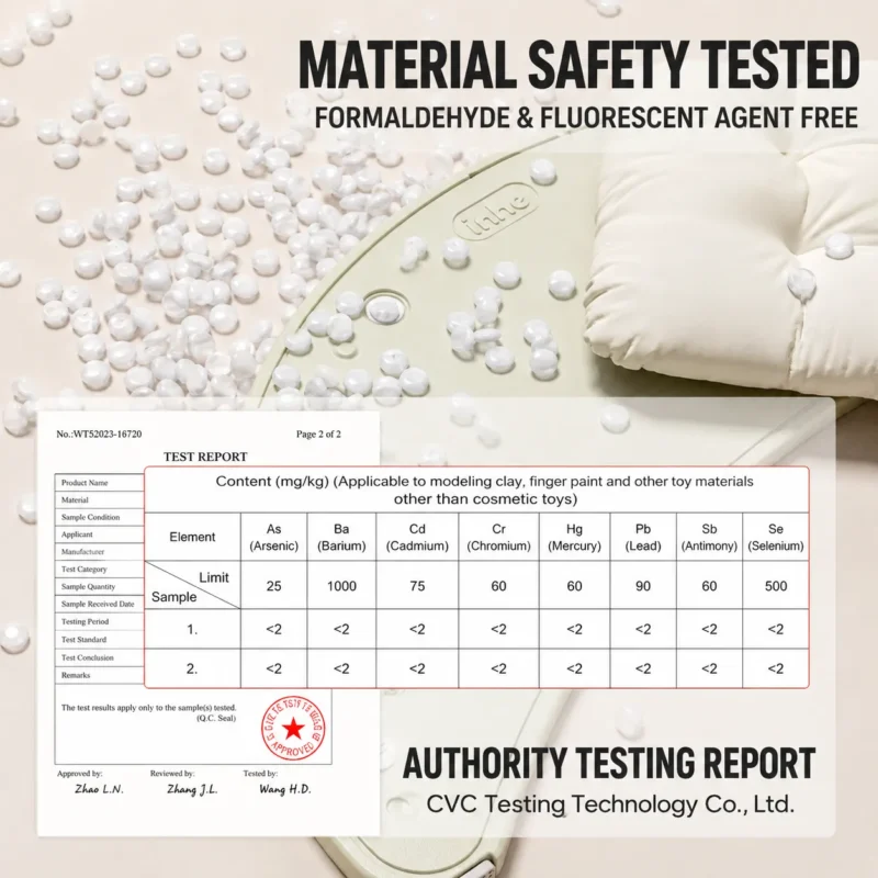 CE ASTM certified kids indoor climbing frame showing material safety test report for formaldehyde free and non toxic quality verification.