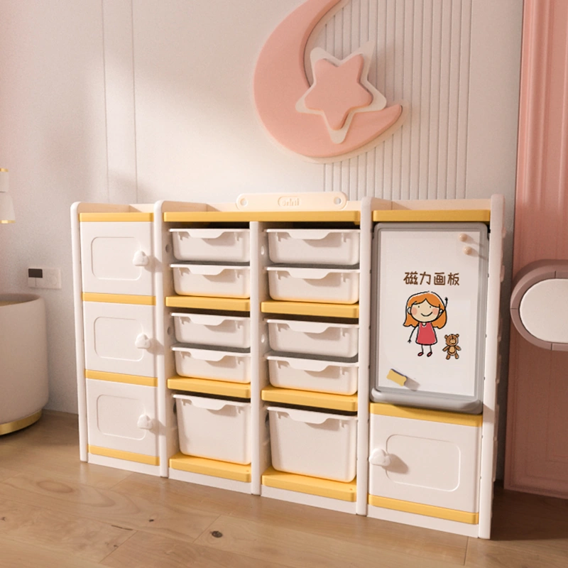 Minimalist kids multi-functional combined bookshelf and nursery storage cabinet unit compliant with CPC Certificate requirements from China manufacturer.