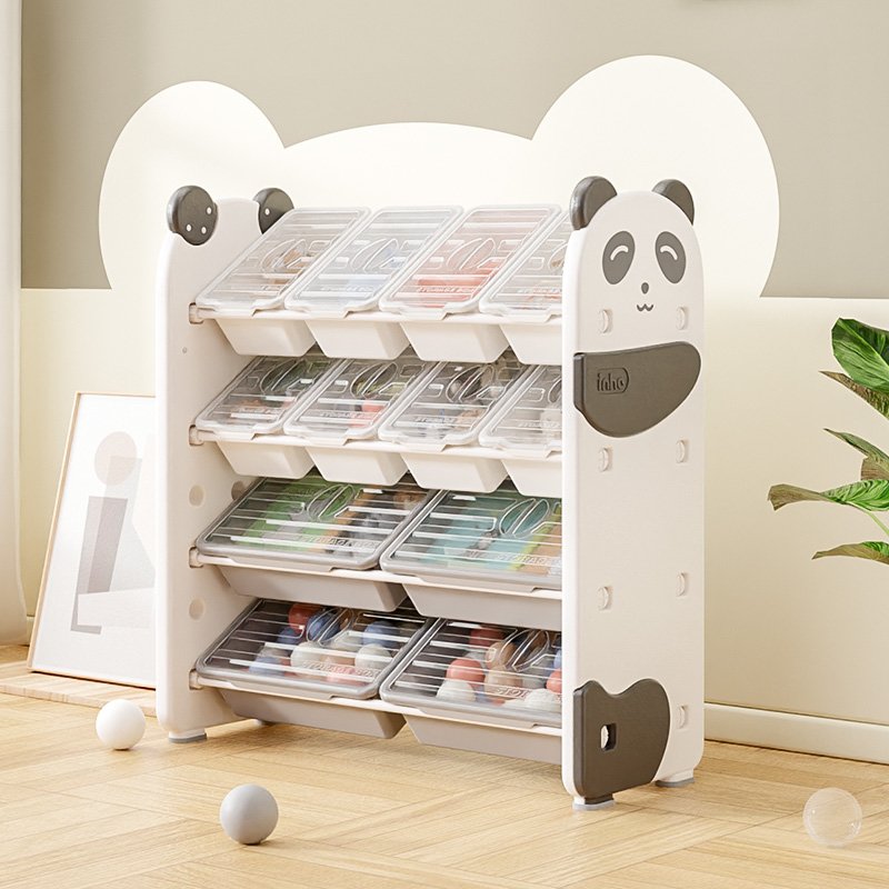Minimalist kids panda theme toy organizer compliant with CPC Certificate requirements for daycare centers and preschool classrooms.
