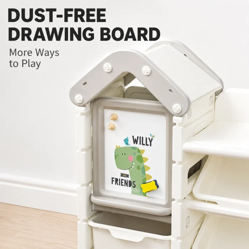 CE certified children bookshelf wholesale featuring an integrated dust-free magnetic drawing board from China manufacturer.