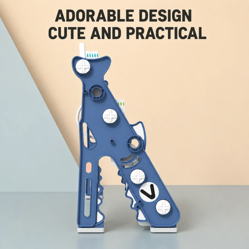 Stable children furniture wholesale showing a plastic toddler bookrack with an A-shaped stable structure and anti-slip pads to prevent tipping.