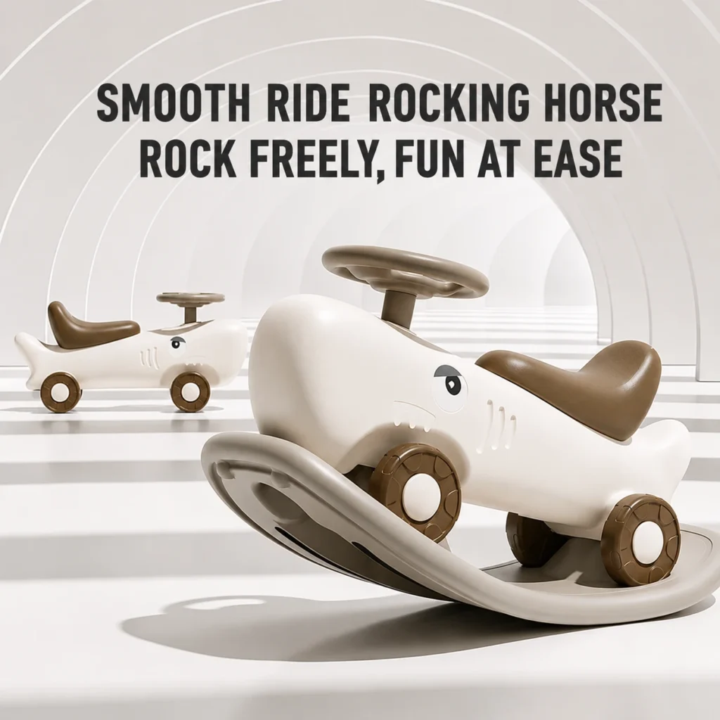Premium preschool children rocking horse verified by ISO9001 factory quality standards with an ergonomic anti-slip seat back.