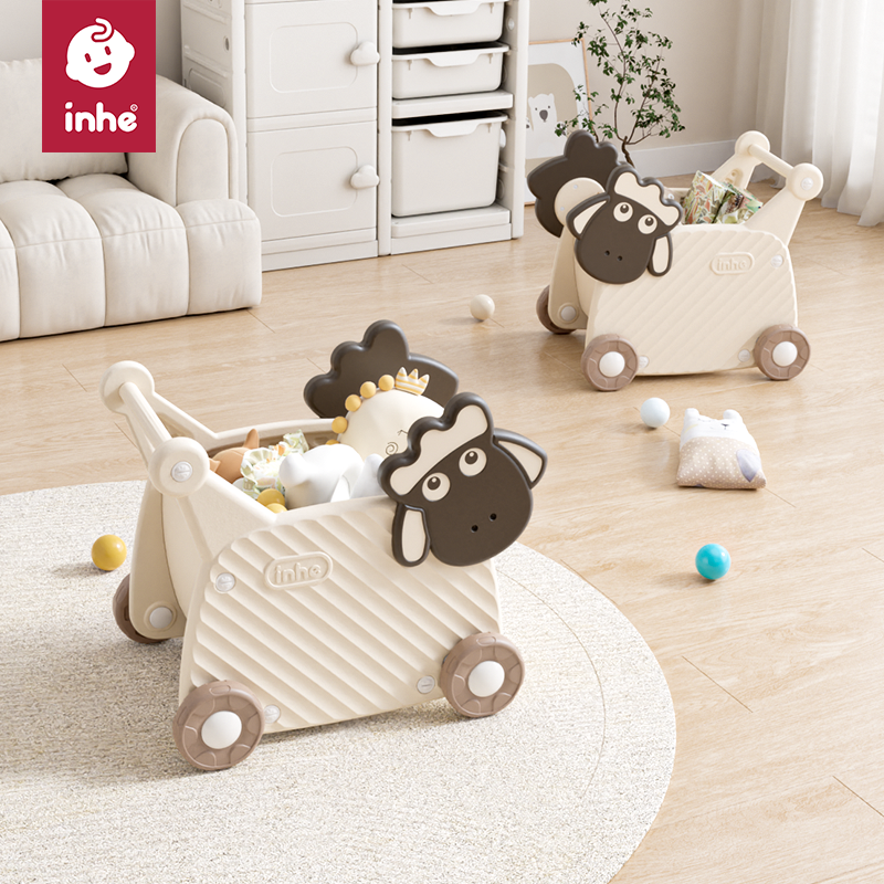 Minimalist kids cradle series toy cart compliant with CPC Certificate requirements featuring an open storage layout for nursery playroom.