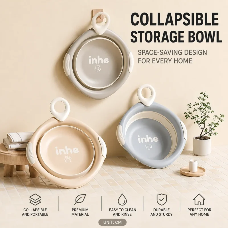 Multifunctional collapsible storage bowl and baby basin in premium minimalist colors from OEM kids washbasin manufacturer.