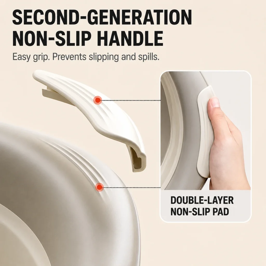 Second-generation non-slip handle and double-layer non-slip pad design on a durable children folding basin from toddler washbasin supplier.