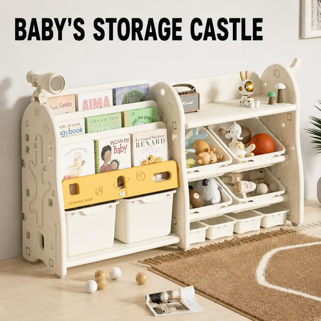 Minimalist kids tree theme bookshelf and forward facing picture bookrack set in a modern classroom from wholesale children furniture manufacturer.