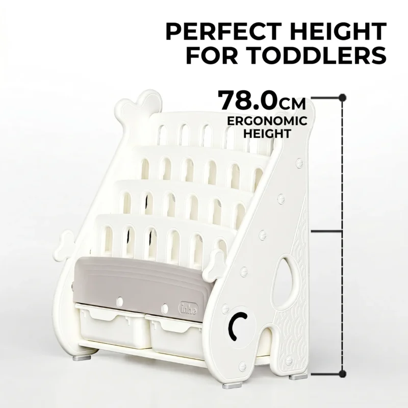 High capacity preschool bookcases with an ergonomic height of 78cm featuring a white whale theme picture bookrack setup.